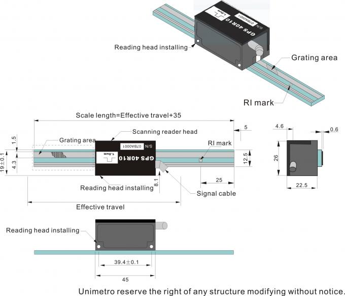 Reflecting Optical Linear Glass Scale / Encoder For Non Contact